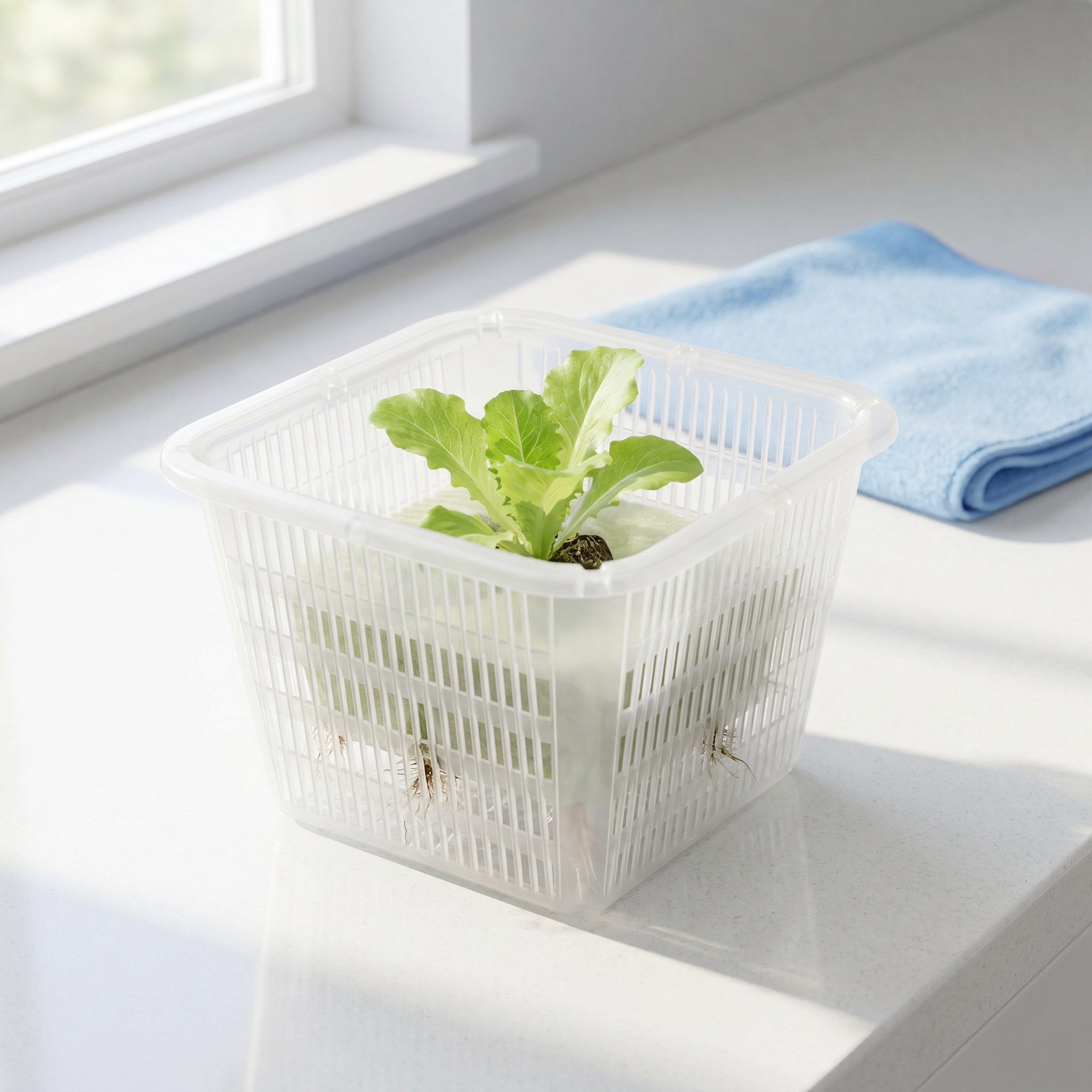 Indoor Plants - 室内で育てる野菜の苗用の、穴あきプラスチック製のプランター（正方形のメッシュ構造の水耕栽培用ネットカップ、6個入り）