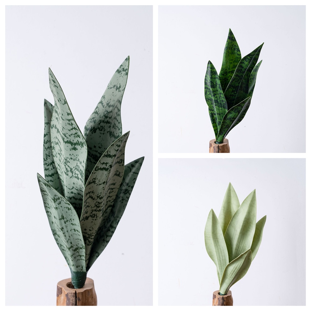 Snake Plant - 人工PVC製の蛇草（スネークプラント）の造花、33cm。リアルな葉で、家庭用装飾、結婚式のテーブル装飾、写真撮影の小道具として最適。