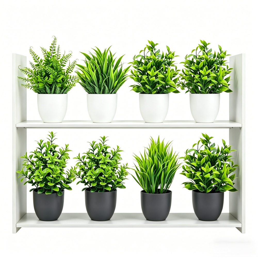 Succulent Set - 4個セット ミニ人工植物 鉢植え 室内/屋外装飾 グリーン盆栽 自宅/庭/オフィス/リビングルームの装飾飾り
