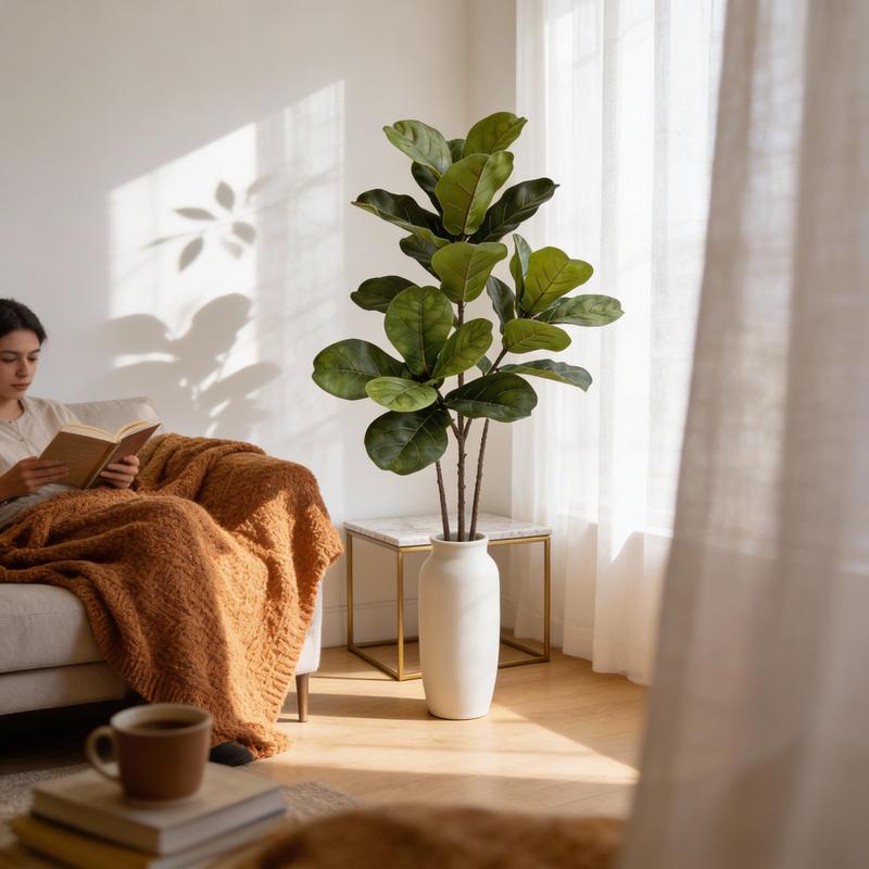 大型の人工フィドルリーフフィグの木、リアルな造花のフィカス・ - Fiddle Leaf Fig のレビューと価格