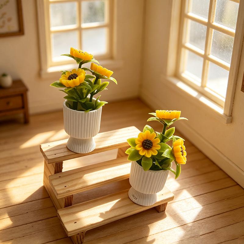 { # ミニチュアのひまわりの鉢植えオーナメント。1/12ス - Pothos のレビューと価格